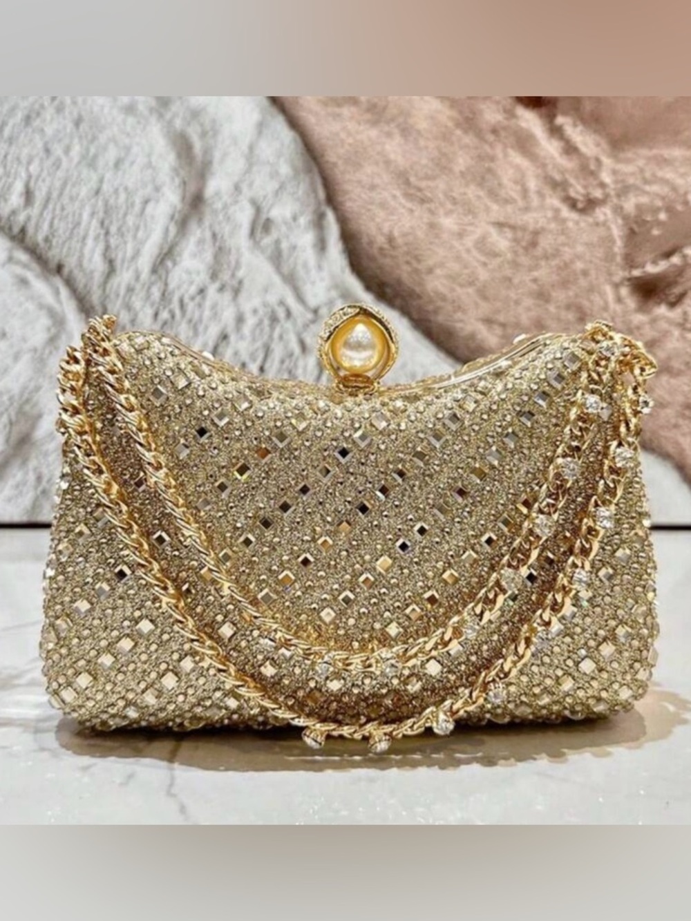 Gold Crystal Evening Clutch